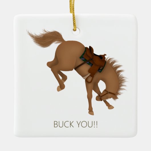 Buck you! Grappig Bruin Paard Custom Keramisch Ornament (Voorkant)