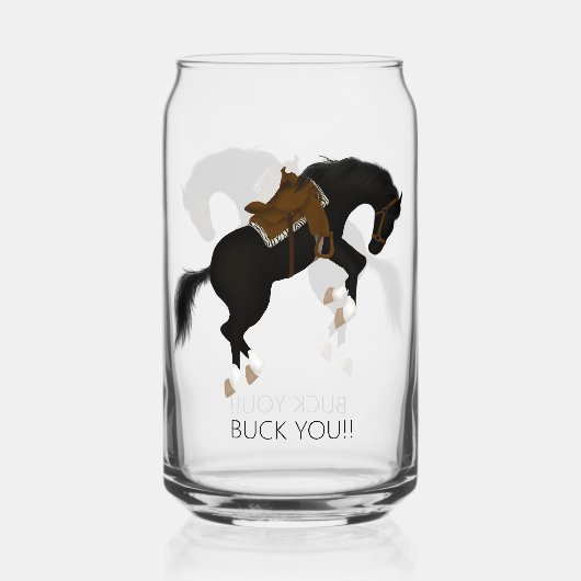 Buck you! Grappig zwart paard Blikvorm Glas (Voorkant)