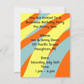 BUCKAROO BIRTHDAY PARTIJ INVITATION Party stroomve Kaart (Achterkant)