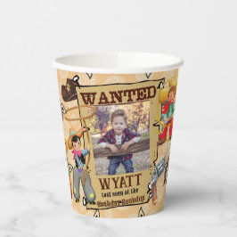 Buckaroo Cowboy Boy's Birthday Foto & Naam Schatti Papieren Bekers