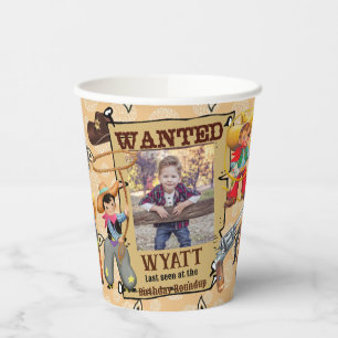 Buckaroo Cowboy Boy's Birthday Foto & Naam Schatti Papieren Bekers