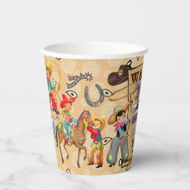 Buckaroo Cowboy Boy's Birthday Foto & Naam Schatti Papieren Bekers