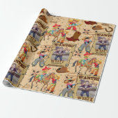 Buckaroo Cowboy Gezocht Foto & Naam toevoegen Cadeaupapier (Uitgerold)