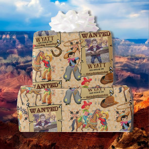 Buckaroo Cowboy Gezocht Foto & Naam toevoegen Cadeaupapier