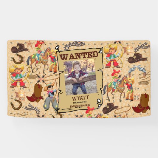 Buckaroo Cowboy Gezocht Poster Foto & Naam Spandoek (Horizontaal)