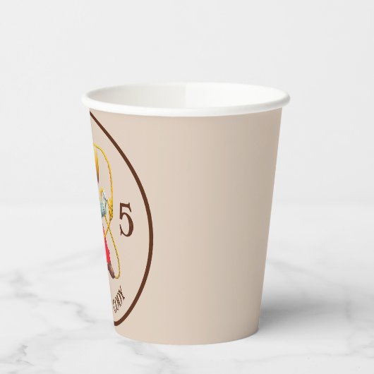 Buckaroo Cowboy Jongen Verjaardag Naam & leeftijd Papieren Bekers (Links)