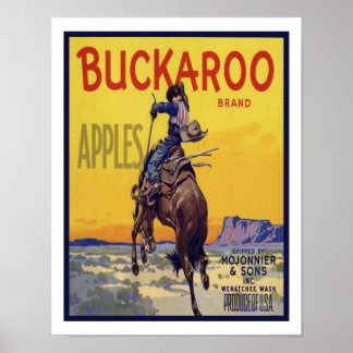 "Buckaroo" Cowboy Vintage Fruit Crate Label Poster