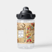 Buckaroo Cowboy Wanted Boy's Name and Description Waterfles (Achterkant)