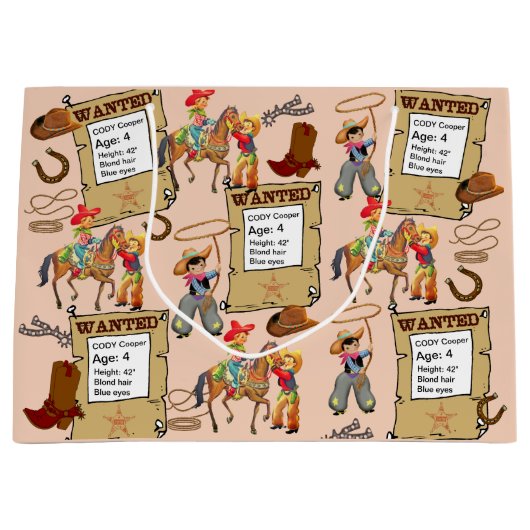 Buckaroo Cowboy wil naam en beschrijving toevoegen Groot Cadeauzakje (Voorkant)