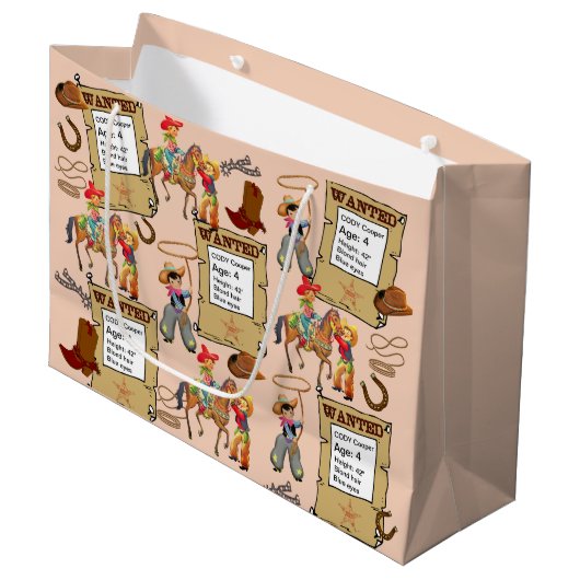 Buckaroo Cowboy wil naam en beschrijving toevoegen Groot Cadeauzakje (Voorkant Gekanteld)