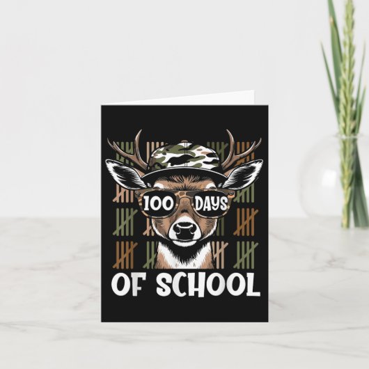 Bucked 100 dagen van School Deer Student Boy Girls Kaart (Voorkant)