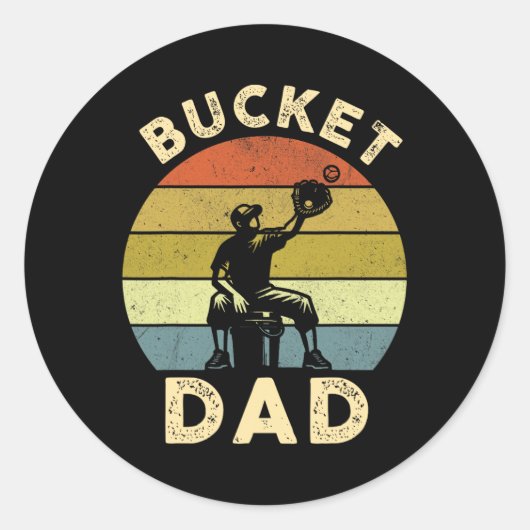 Bucket Dad Softbal Dad Baseball Funny Coach Vader Ronde Sticker (Voorkant)