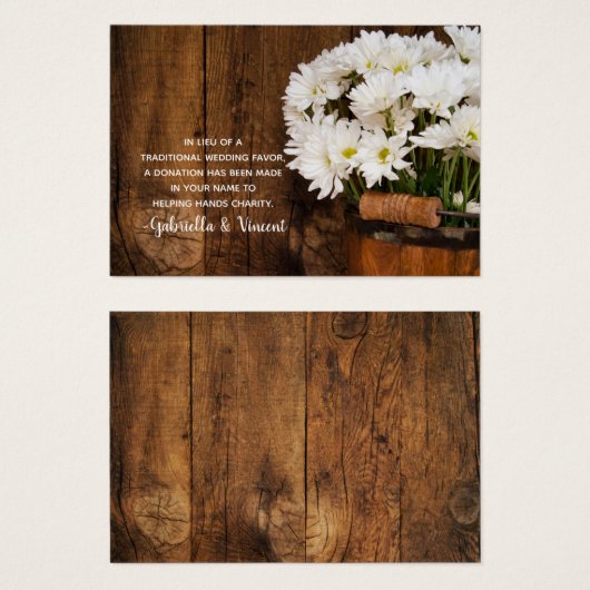 Bucket Daisies Country Wedding Charity Favor Card Visitekaartje (Voorkant /achterkant)