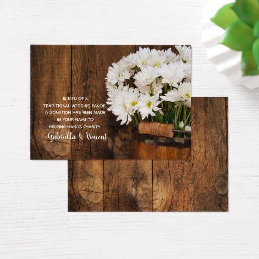Bucket Daisies Country Wedding Charity Favor Card Visitekaartje (Bureau)