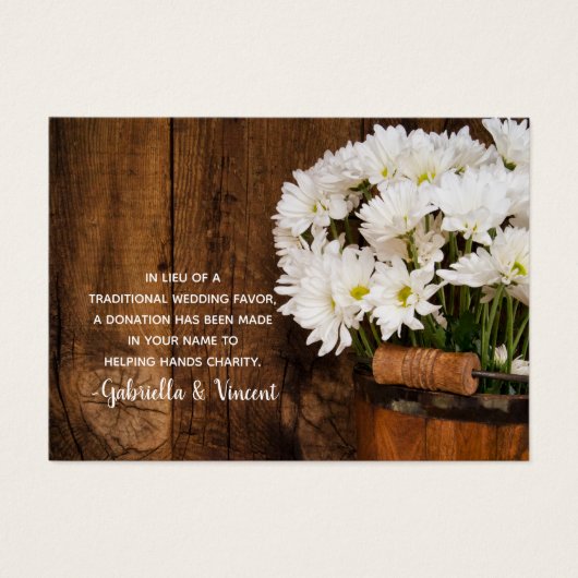 Bucket Daisies Country Wedding Charity Favor Card Visitekaartje (Voorkant)