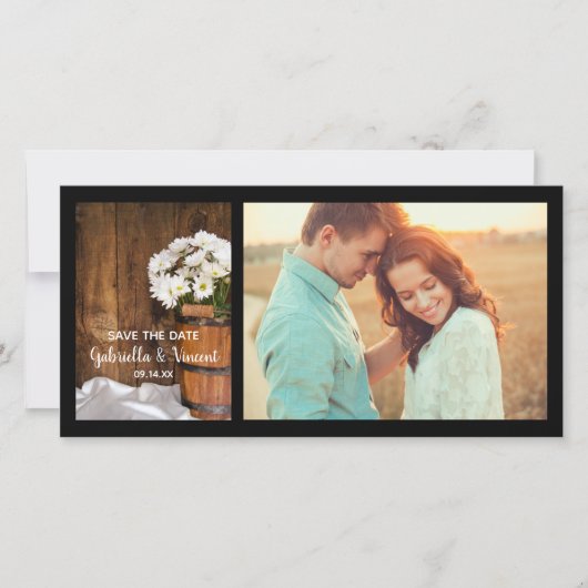 Bucket en Daisies Barn Wedding Save the Date (Voorkant)