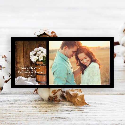 Bucket en Daisies Barn Wedding Save the Date