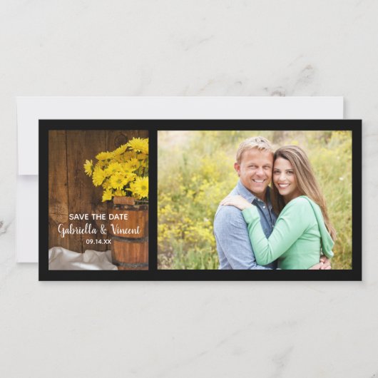 Bucket en Daisies Country Wedding Save the Date (Voorkant)