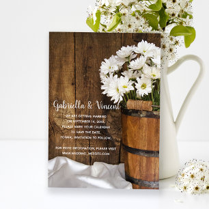 Bucket en Daisies Country Wedding Save the Date Magnetische Uitnodiging