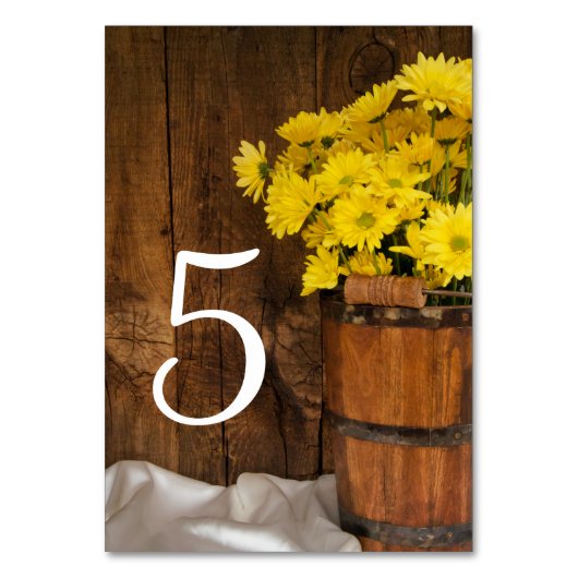 Bucket en Daisies country Wedding Table Number Kaart (Voorkant)