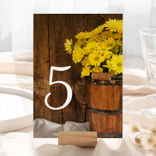 Bucket en Daisies country Wedding Table Number Kaart