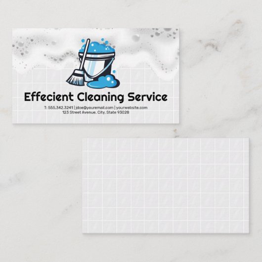 Bucket en Mop | conciërge | schoonmaakster Visitekaartje (Voorkant / Achterkant)