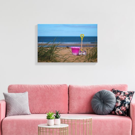 Bucket en spaak op Dornoch Beach Canvas Afdruk (Insitu (Woonkamer))