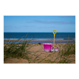 Bucket en spaak op Dornoch Beach Foto Afdruk