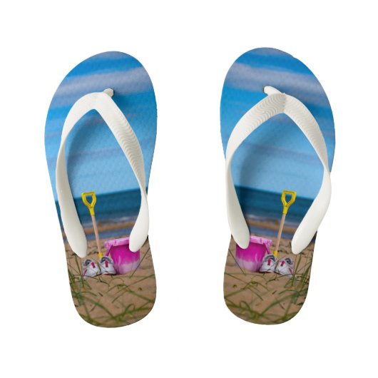 Bucket en spaak op Dornoch Beach Kinder Teenslippers (Voetbed)