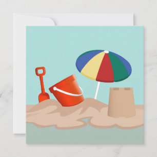 Bucket en Spade Beach Scene Illustratie