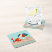 Bucket en Spade Beach Scene Illustratie Kartonnen Onderzetters (Insitu)
