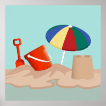 Bucket en Spade Beach Scene Illustratie