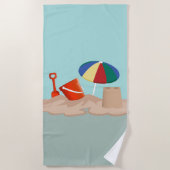 Bucket en Spade Beach Scene Illustratie Strandlaken (Voorkant)