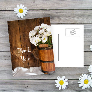 Bucket en White Daisies Barn Wedding Bedankt Briefkaart