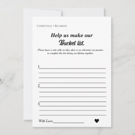 Bucket lijst bruids spel vrijgezellenfeest aankondiging (Voorkant)