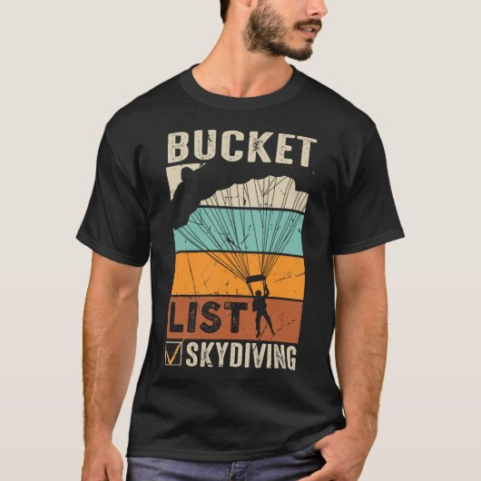 Bucket-lijsten voor parachute Jump Skydiver Instru T-shirt (Voorkant)