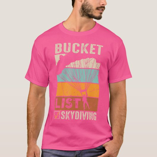 Bucket-lijsten voor parachute Jump Skydiver Instru T-shirt (Voorkant)