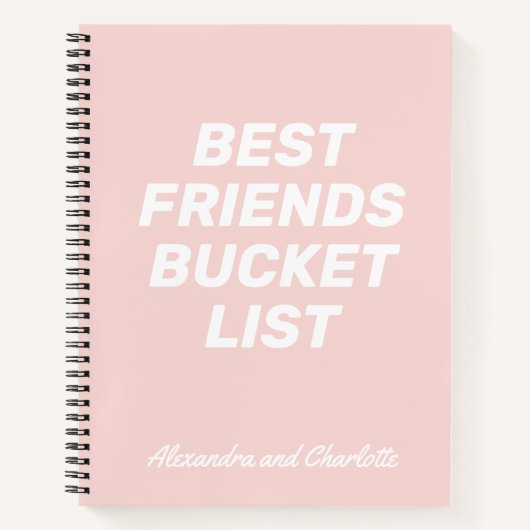 Bucket List Best Friends Blush Pink Personalized Notitieboek (Voorkant)