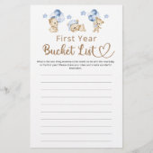 Bucket List Eerste jaar Boy Teddy Bear Baby shower (Voorkant)