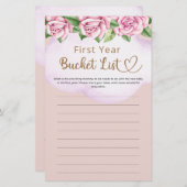 Bucket List Eerste Jaar Meisje Baby shower (Voorkant / Achterkant)