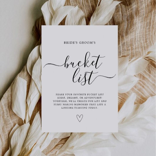 Bucket List Sign Wedding Bucket List Guestbook Kaart