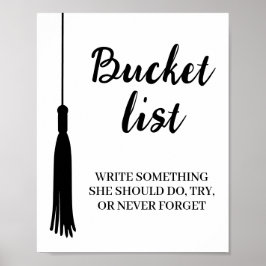 Bucket List Station Zwart Wit Kwast Afstuderen Poster