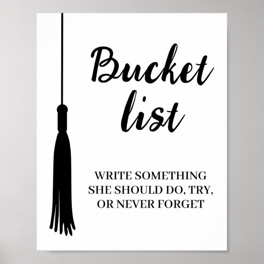 Bucket List Station Zwart Wit Kwast Afstuderen Poster (Voorkant)