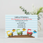 Bucket Loader Boys Construction Invitation Kaart (Staand voorkant)