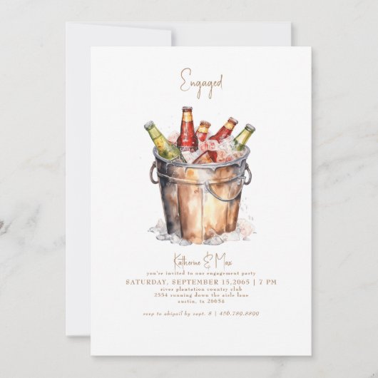 Bucket met Beer Gold Text Engagement Party Kaart (Voorkant)