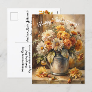 Bucket met Herfst Floral Happy Thanksgiving Feestdagenkaart