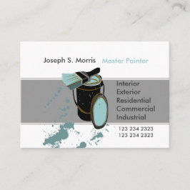Bucket & Penseel Blauw Verf Modern House Painter Visitekaartje