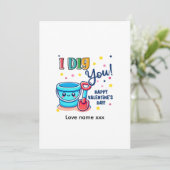 Bucket & Spade Gift idea “I Dig You” Valentine Inv Kaart (Staand voorkant)