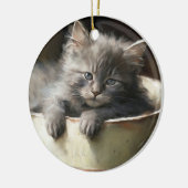 Bucket vol met Joy Sweet Grey Kitten Keramisch Ornament (Links)