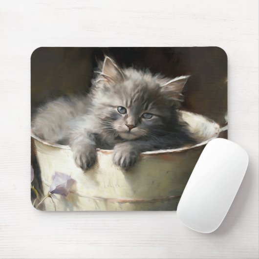 Bucket vol met Joy Sweet Grey Kitten Muismat (Met muis)